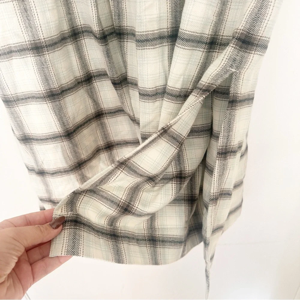 Madewell Flannel Button-Front Cotton Midi Dress Celestial Blue 14 - Picture 8 of 11